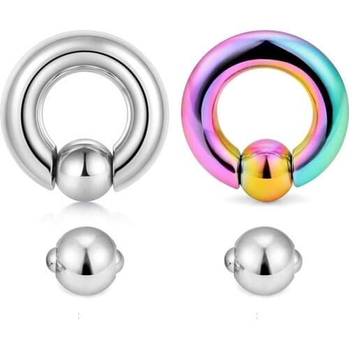 Pussy piercing PA Ring Captive Bead Rings Rainbow Spring Action CBR Screwball Rings Pierced Bodywith Replacement Balls