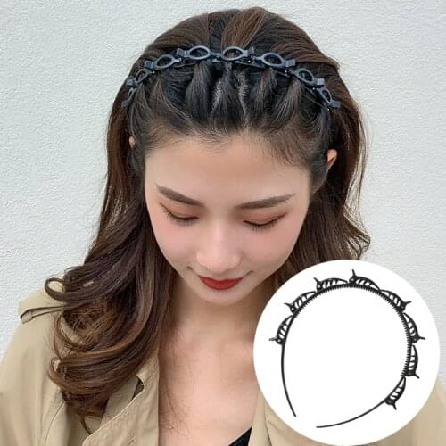 Braided Aggregate Hair Band Double-layer Bangs Clip Fixed Artifact Multi-layer Hollow Braided hair Headband Hair Clip