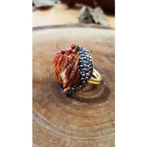 Dr Stone natural Stone Vanadinite Stone 22 carat gold plated women Bangle WHSR4