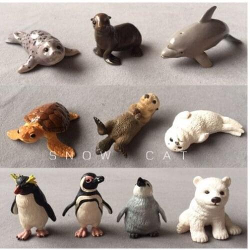 Pvc figure Marine life penguin mother and child dolphins 10pcs/set