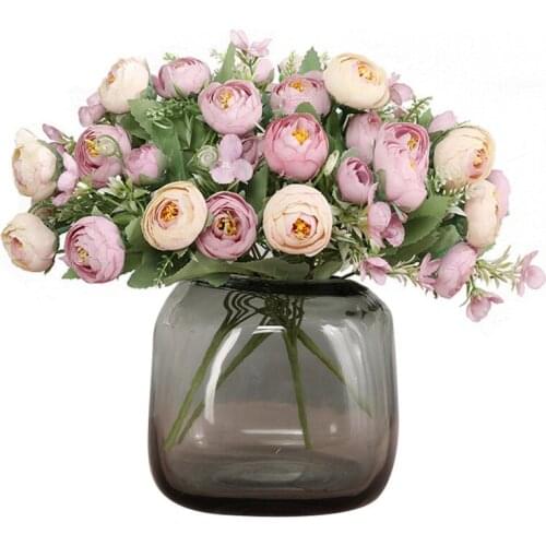 Multicolor Tea Roses vases for home decoration accessories fake daisy plastic flower wedding decorative Artificial flowers cheap