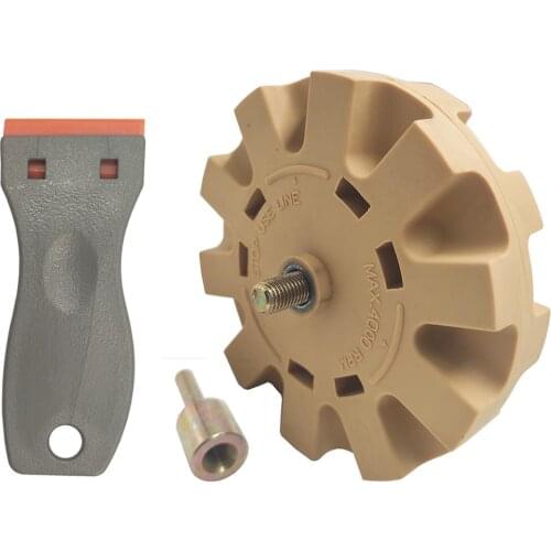 3.9" Rubber Eraser Wheel + Plastic Glue Scraper For Car Paint Sticker Decals Cleaning Adhesive Auto Repair Tool E31+E17