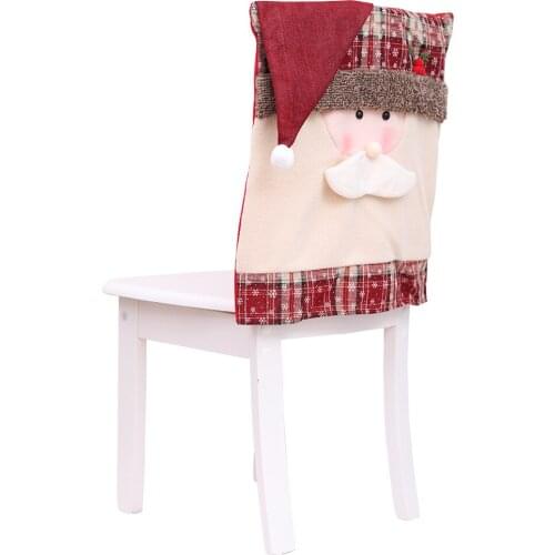 Christmas Chair Back Elastic Stretch Cover Santa Clause Holiday Party Decor Dining Kitchen Chair Covers Christmas Decoration