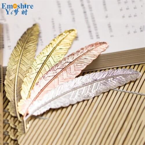 Feathers Bookmarks Classical Chinese Metal Brass Creative Feathers Bookmarks Ancient Wind Simple New Years Day Gift M083