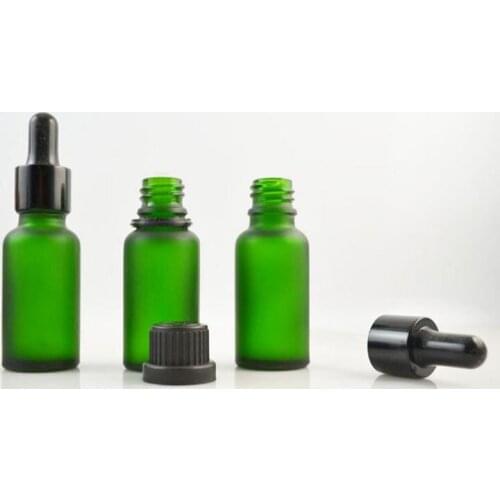 20ml green frosted Glass Essential Oil Bottle with cap,could match with dropper cap,glass container F20171689