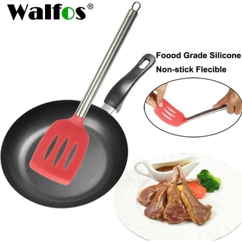 Walfos New 1 Pcs Nonstick Stainless Steel Kitchen Cooking Slotted Turner Spatula Egg Frying Pan Turner Spatula For Non-Stick Pan