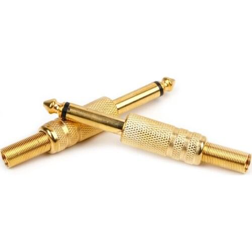 10 Pcs Gold Plated 6.35mm Male 1/4 Mono Jack Plug Connector Soldering