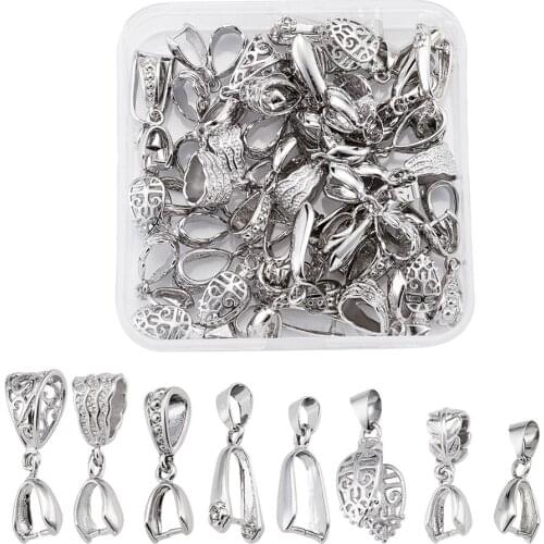 48pcs Brass Ice Pick Pinch Bails Platinum Fashion Pendant DIY Handmade Making Acceesories Jewelry Findings Charm Clasps