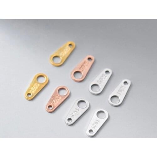 5pcs/lot 925 Sterling Silver Double Hole Piece Connector DIY Jewelry Anti-counterfeiting Signboard S925 Necklace Bracelet Charms