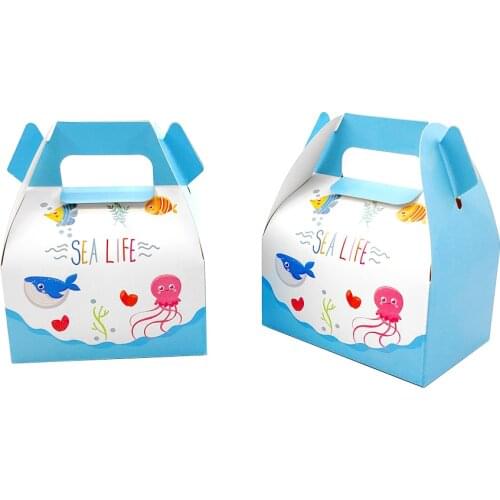 6pcs Candy Box Cake Gift Bags Snack Container For Kids Sea Life Marine Animal Fish Birthday Party Baby Shower Supplies Deco