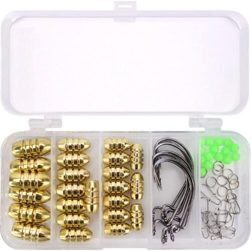 69pcs/box Fishing accessories copper sinker pendant crank hook fishing set wholesale carpfishing pesca tools