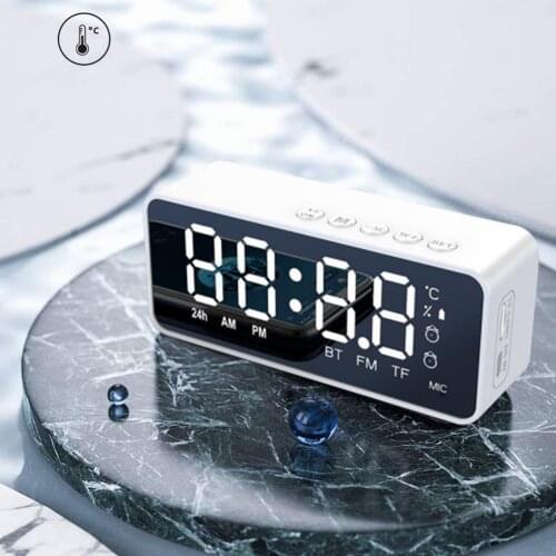G50 Wireless Speaker Mini Portable Card Mirror Dual Alarm Clock Sound With FM Radio Temperature Display Dual Alarm Clock Set New