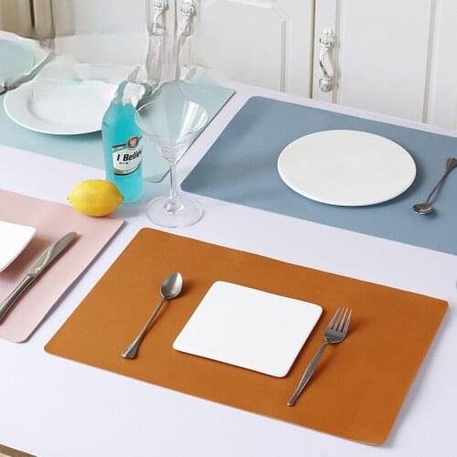 Bowl Placemat Kitchen Accessorie PU Leather Coaster Placemat for Dining Table Heat Insulation Mat Waterproof Rectangle Table Pad