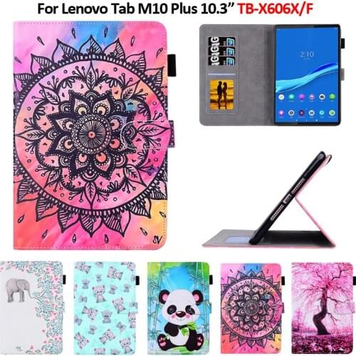 Case for Lenovo Tab M10 FHD Plus 10 3 Case TB-X606F TB-X606X Cute Cartoon Pattern Leather Wallet Tablet for Lenovo Tab M10 Plus