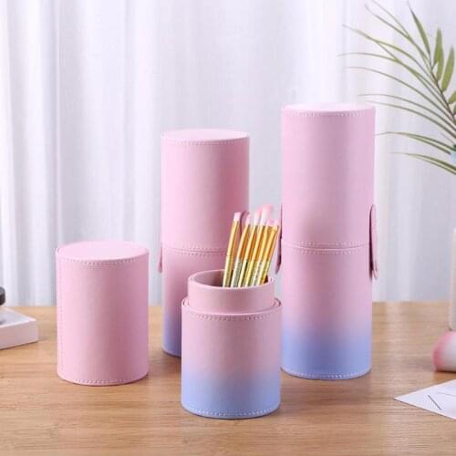 PU Leather Makeup Brush Tools Holder Portable Travel Cosmetic Pens Storage Cup Case Box Organizer