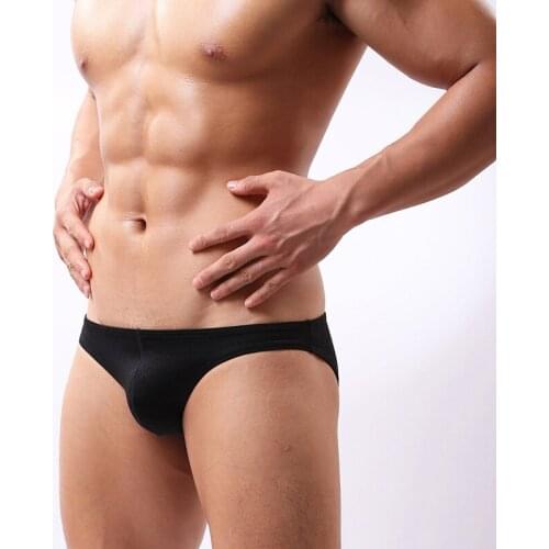Mens Low-Waist Sexy Underwear Seamless U Convex Briefs Breathable Ultra Thin Bikini Briefs Gay Men Underwear Panties