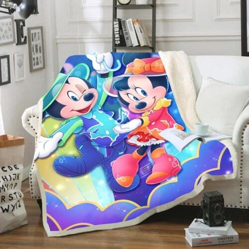 Home Textile Disney Mickey Minnie Mouse Color Pattern Cute Cartoon Blanket Flannel Wool Blanket Adult Children Sofa Bedding