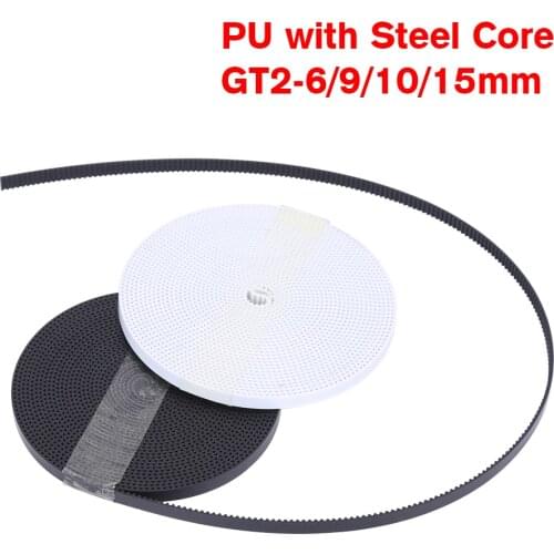 GT2 Belt PU with Steel Core GT2 Belt 2GT Timing Belt Width 6mm 10mm for 3D printer parts Anti-wear Reinforce Open Belt