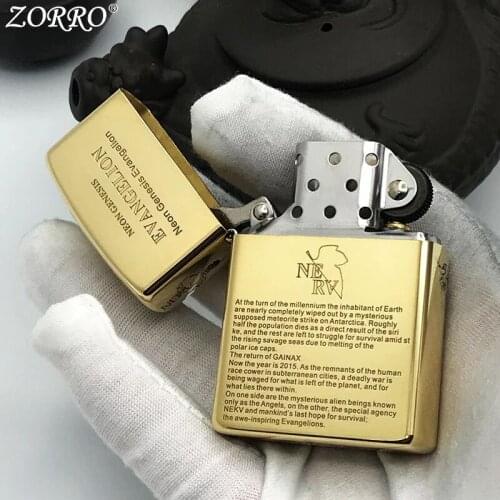 Pure Copper Kerosene Lighter Original ZORRO Fine Carving Lucky Soldie Collection Pattern Gasoline Lighter Outside Tool Men Gift