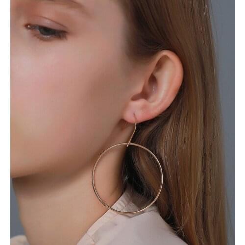 Club Large Circle Drop Earrings for Women Lady Simple Gold Silver Color Metal Geometric Round Dangle Earings Party Jewelry