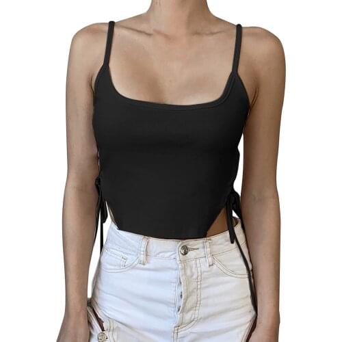 Casual Solid Color Crop Top Women Shirt Elastic Shoulder Strap Belly Button Camisole Top Womens Tops And Blouses Summer Tank