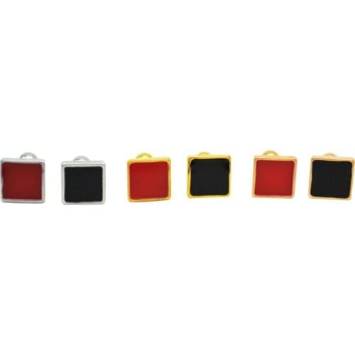 Square Ear Stud Cute Simple Red Black Geometric for Women Rock Men Beautiful Ladies Earrings Surgical Steel 20G