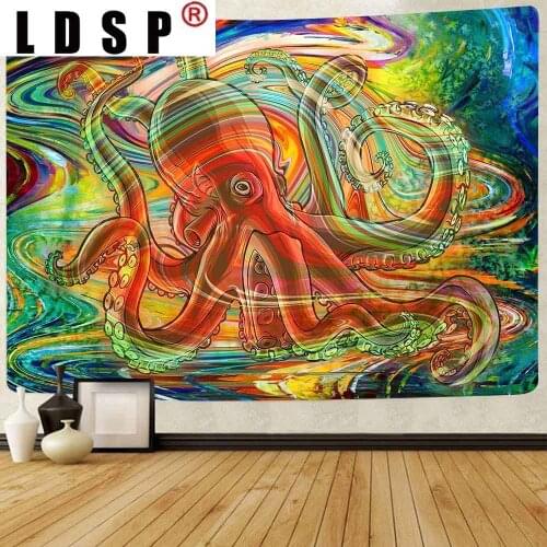 LDSP Canvas Painting Tapestry Psychedelic Mushroom Sunflower Octopus Wall Hanging Tapestries Living Room Bedroom Home Decor