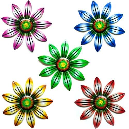 Metal flower Wall Art Sculpture Wall Decor 3D Iron 23.5cm Flower Wall Hanging Garden Fence Living Room Corridor Decor