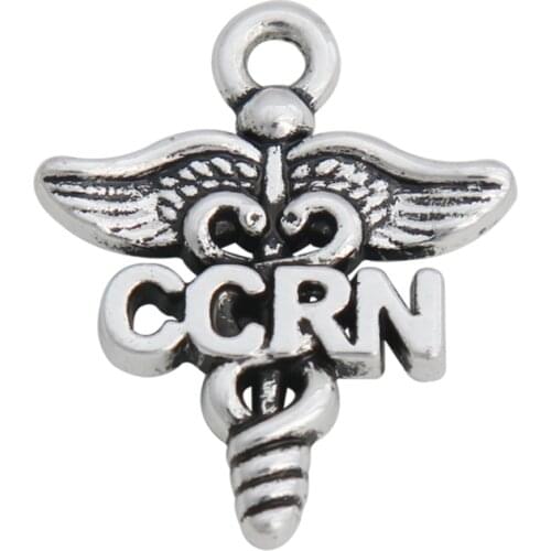RAINXTAR Fashion Alloy CCRN Critical Care Registered Nurse Charms Medical Gift Charms 19*23mm 50pcs AAC1585