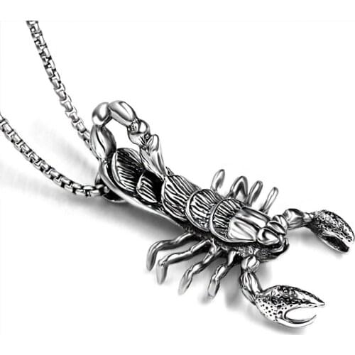 Big Size Male Men Animal Scorpion Pendants Necklaces Stainless Steel 60/70cm Chain Fashion jewelry