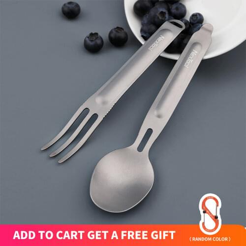 NE0124 NexTool Outdoor Ti Cutlery Set Fork Spoon 2-in-1 Tableware Storage Box Pure Titanium Portable Detachable Office Sports