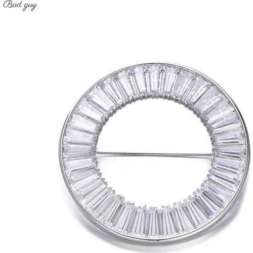 New 2021 Round Shape Badges Zicon Pin Brooch for Womens Sliver Jewelrys Clothes Scarf Buckle Garment Accessories Jewelry Gifts