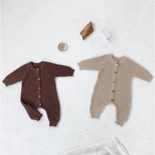New Baby Spring Autumn Clothes For Boy Girl Baby Long Sleeve Knitted One Piece Romper Jumpsuit Sweater Infant Ribbed Baby Romper
