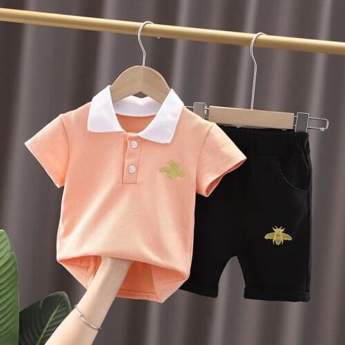 Baby Boy Children Clothes Cartoon Bee Lapel Short-Sleeved T-Shirt Pants 2 Casual Summer Suits 1-4 Years Old