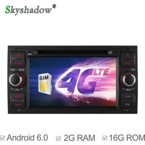 C500 1024*600 4G SIM LTE Android 6.0 Car DVD Player For Ford Focus Mondeo Transit C-MAX Fiest 2007 2010 GPS map Radio bluetooth