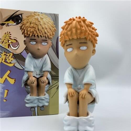 Lover New One Punch Saitama Man WC Bad Taste Funny Wig Ver. PVC Action Figure One Punch Toilet Collect Model Toys Gift 16cm