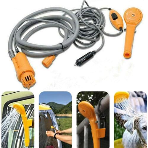 Camping Shower 12V Electric Outdoor Shower Water Bag Kit For Car Washing Camping Hiking Flowering Plants Watering