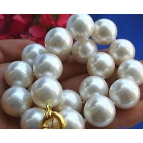 Rare Huge 20mm White Shell Pearl Necklace 18" 36"