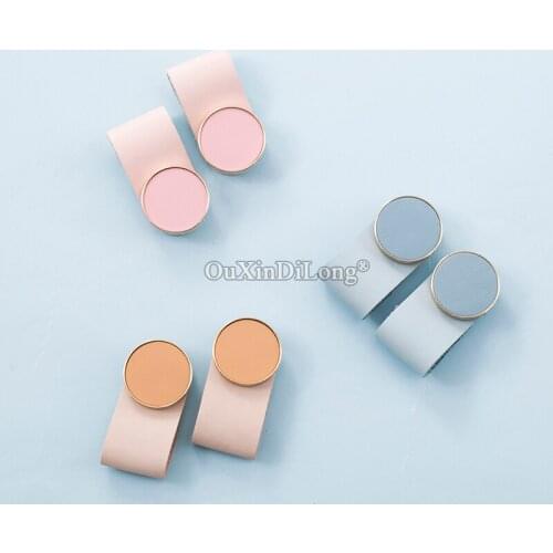 2PCS European Brass+Leather / Brass+Natural Marble Cabinet Door Handles Cupboard Wardrobe Wine Cabinet Pulls Handles & Knobs