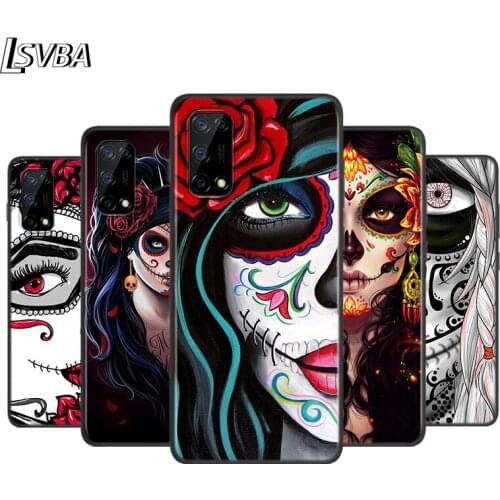 Flower Skull Lady Man Silicone Cover For Realme V15 X50 X7 X3 Superzoom Q2 C11 C3 7i 6i 6s 6 Global Pro 5G Phone Case