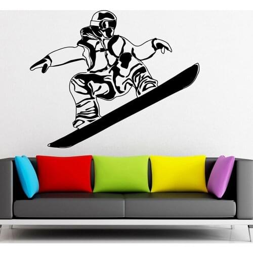 Skier Wall Sticker Snowboard Window Vinyl Decal Extreme Sports Snow Winter Art Mural For Teen Bedroom Wall Decor M109
