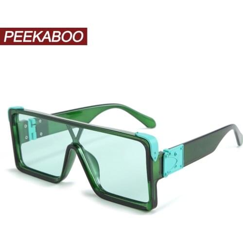 Peekaboo one piece square sunglasses for men oversized 2020 white women sun glasses retro male green blue uv400 hot selling