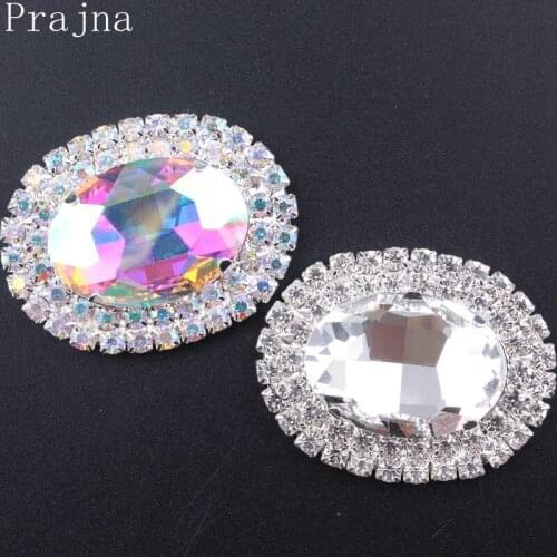 Prajna Glass Rhinestones Sew Rhinestones Button Oval Flat back AB Rhinestone For Craft Garment Decor Jewelry Applique Accessory