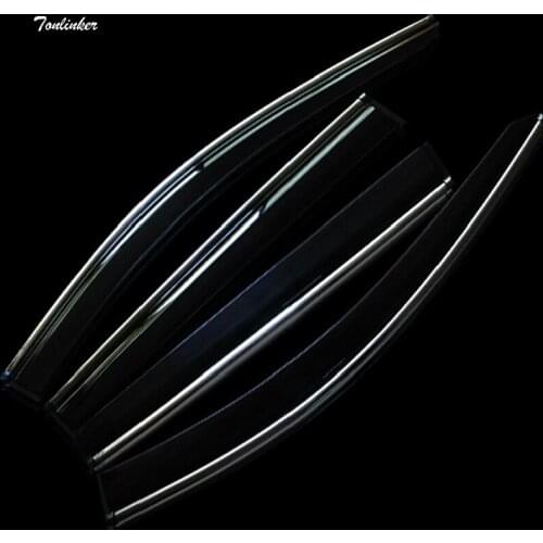 Tonliner 4 Pcs DIY Car Styling PC Molding Material Special Rain Shield with Light Cover Case Stickers for Peugeot 2008 2014