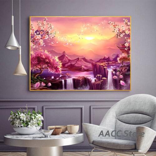 Japanese Traditional Scenery Prints Canvas Painting Landscape Poster and Wall Picture for Room Home Cuadros One Piece Decoration