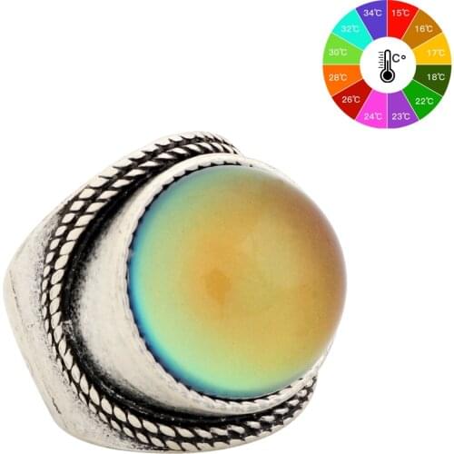 Mojo Vintage Bohemia Retro Color Change Mood Ring Emotion Feeling Changeable Ring Temperature Control Ring for Women MJ-RS045