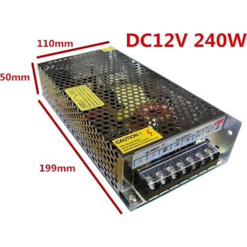 High reliability 220-240V DC 12V Switch Power Supply Driver 240w power supply For LED Strip Light Display Universal AC input