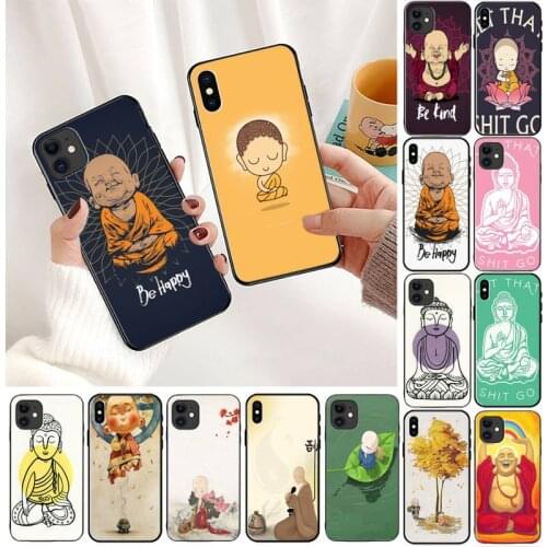 YNDFCNB Be Happy Little Buddha Silicone Black Phone Case For iPhone 11 8 7 6 6S Plus X XS MAX 5 5S SE 2020 XR 11 pro Cover