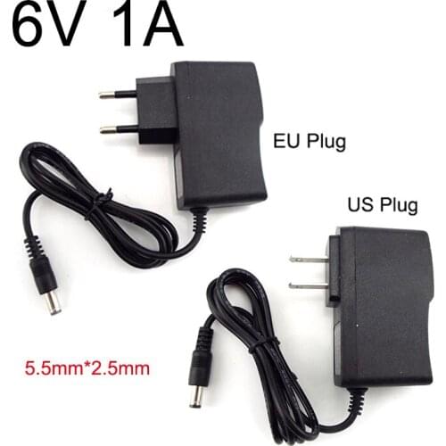 Charger Power Supply Adapter 6V 1A AC to DC 100V-240V Converter Transformer CCTV Camera LED Strip Lamp US EU Plug 5.5mm*2.5mm