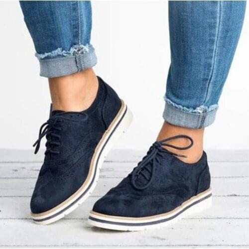 Women Flat Hollow Platform Shoes Oxfords British Style Ladies Creepers Brogue Shoe For Female Lace Up Footwear Plus Size 35-43